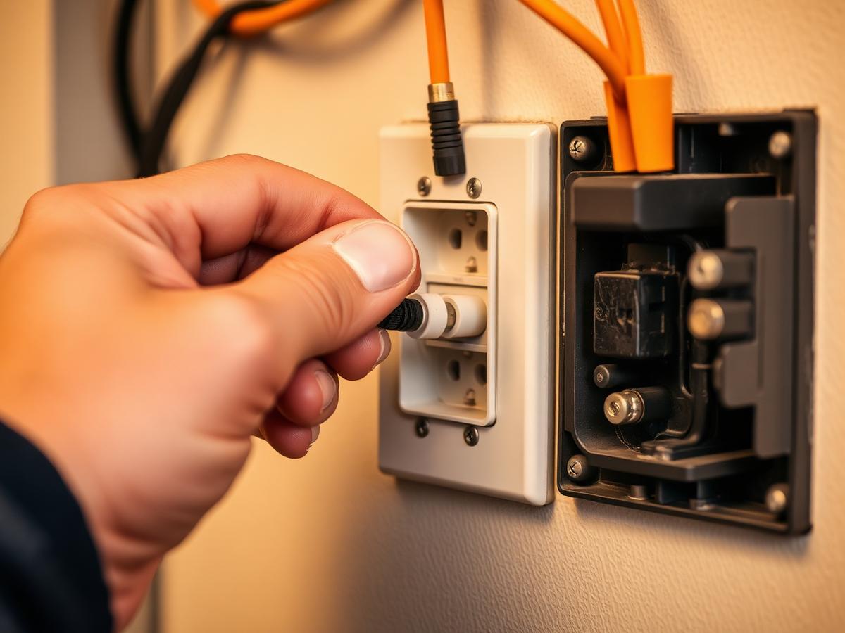 Dolak Electric technician wiring an outlet